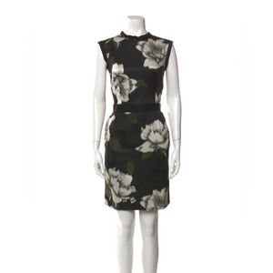 Lanvin Black and White Floral Mini Dress